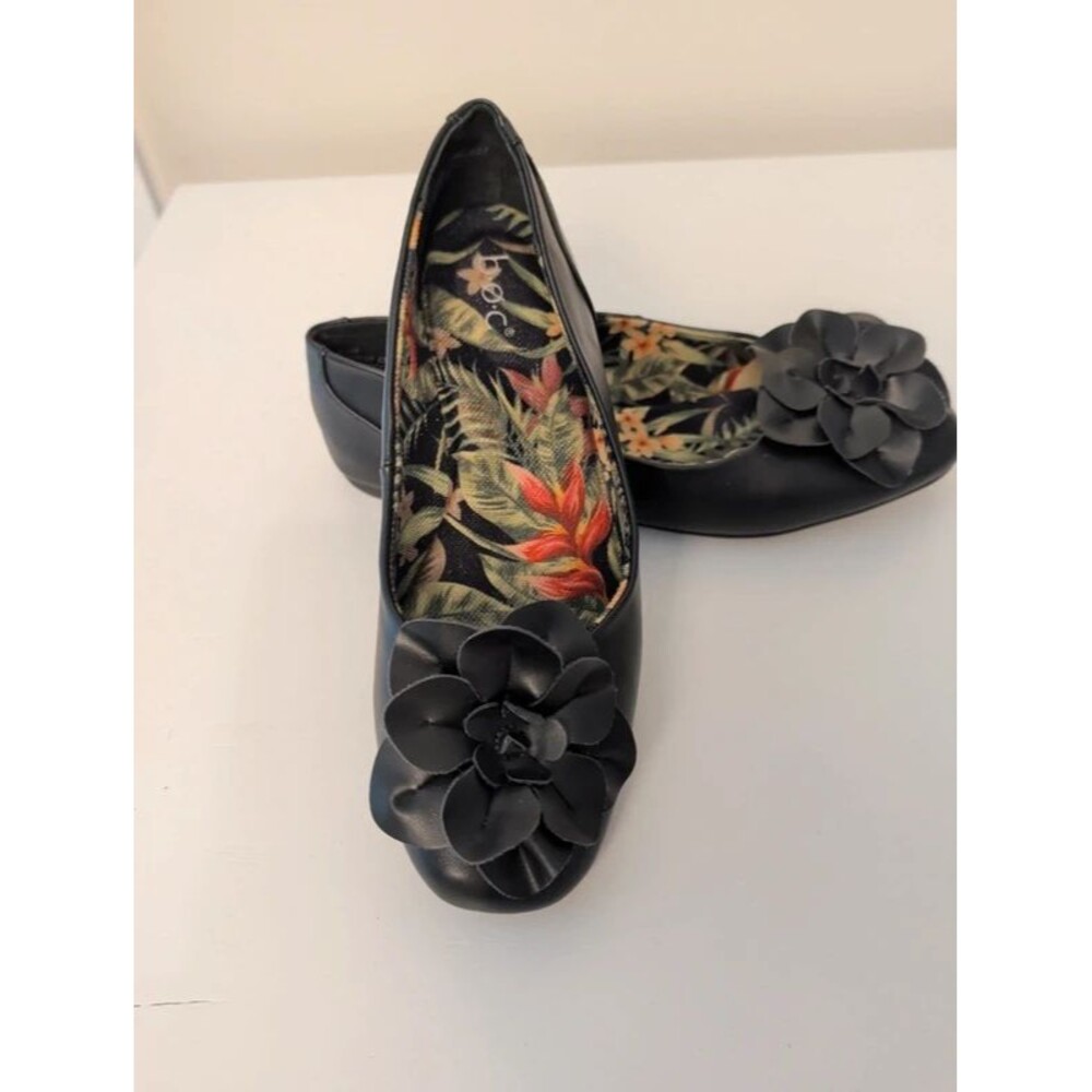 B.O.C. Born concepts, black flower, ballet flats New 8.5